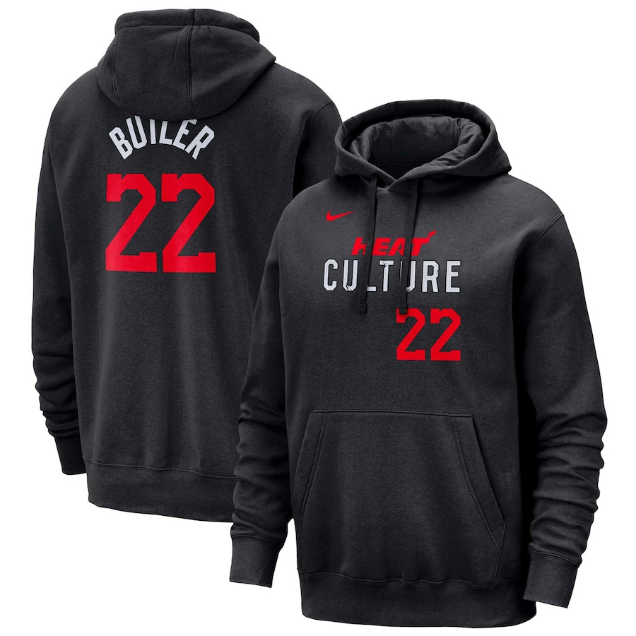 Men's Miami Heat #22 Jimmy Butler Black 2023/24 City Edition Name & Number Pullover Hoodie